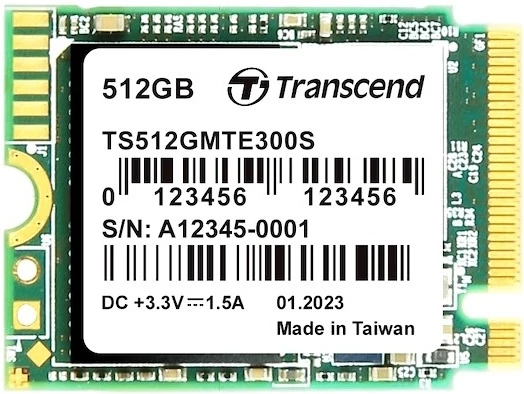 SSD M.2 512Gb Transcend MTE300S (TS512GMTE300S) PCI-E x4, NVMe, 2000/1100 МБ/сек, TLC, 2230