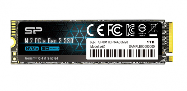 SSD M.2 1Tb Silicon Power P34A60 NVMe PCI-E 3.0 x4 (up to 2200/1600) M.2 2280 <SP001TBP34A60M28> M-Series