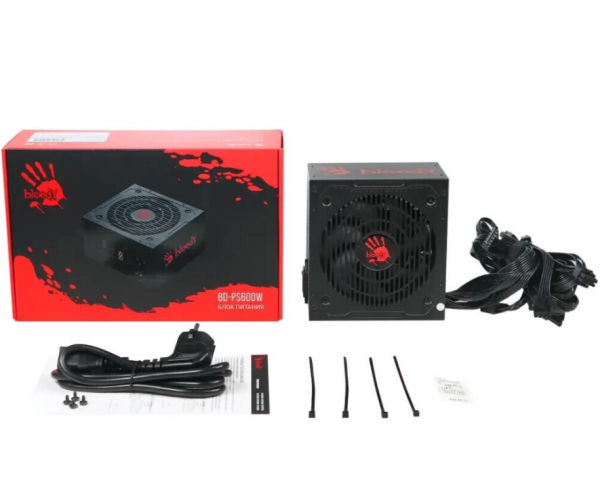Блок питания 600W ATX Bloody BD-PS600W 80 PLUS WHITE (20+4pin) APFC 120mm fan 6xSATA RTL