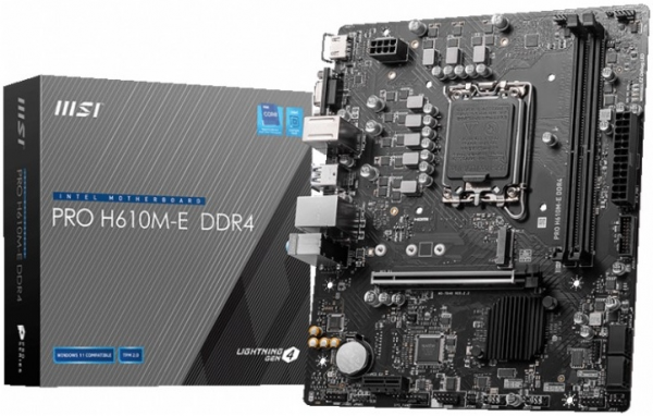 Материнская плата MSI PRO H610M-E DDR4 Soc-1700 Intel H610 2xDDR4 mATX AC`97 8ch(7.1) GbLAN+VGA+HDMI